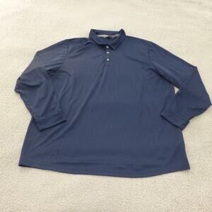 Adidas Shirt Mens 2XL Polo Long Sleeve Performance Golf Wicking Blue